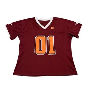 Starter Virginia Tech Hokies Jersey Maroon Orange Mens 01 Football VT Size S